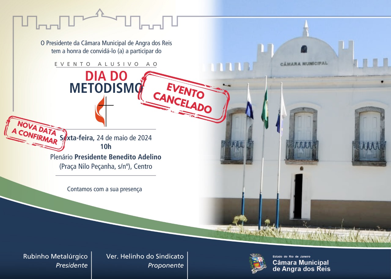 Câmara cancela Evento Alusivo ao Dia do Metodismo