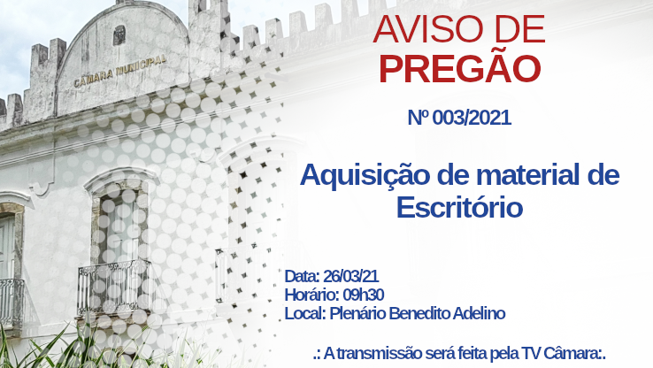 Câmara fará pregão para aquisição de material de escritório