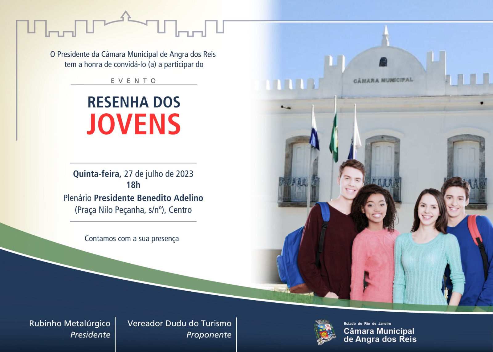Câmara realizará evento Resenha de Jovens