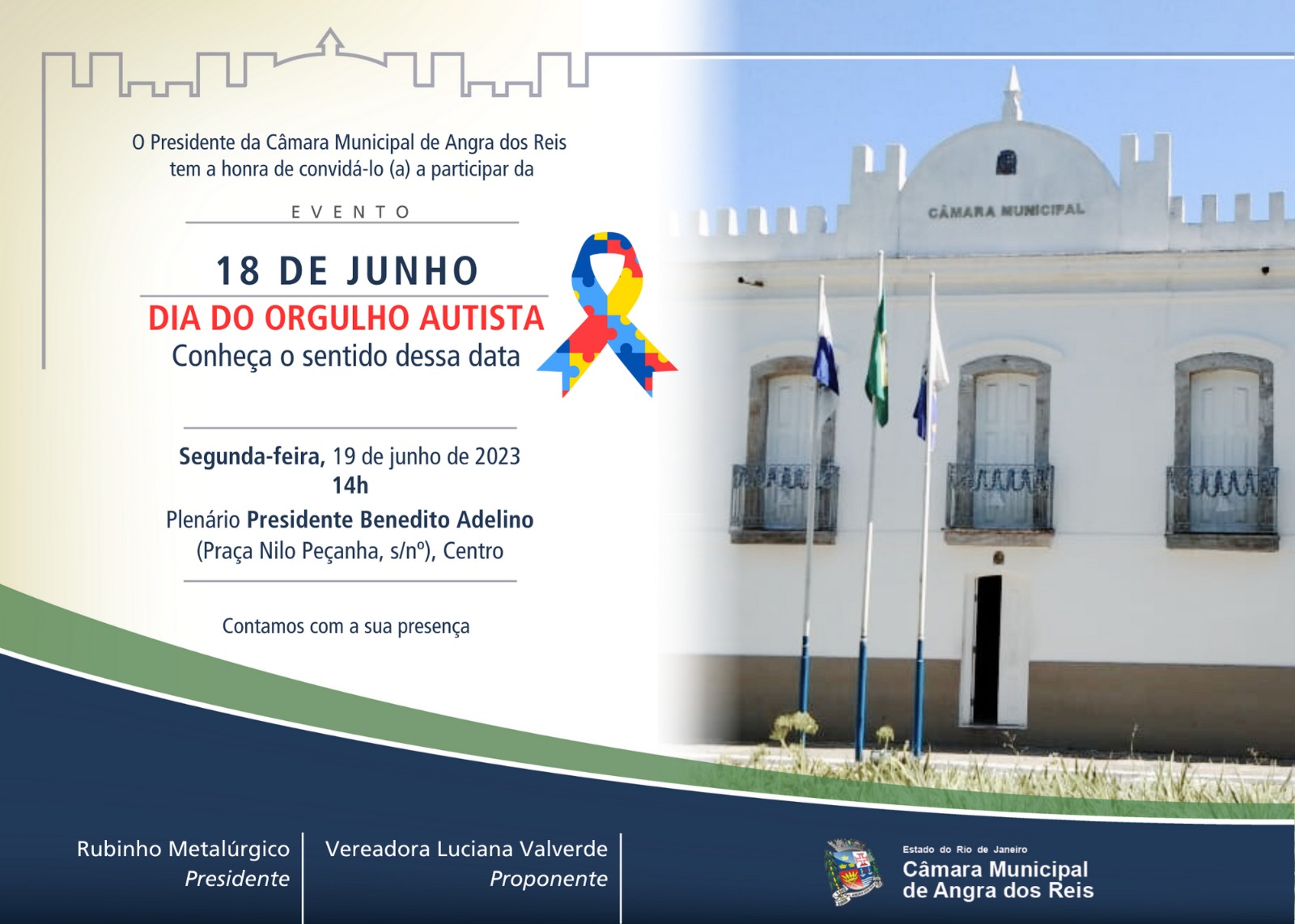 Câmara realiza palestra com o tema "18 de junho dia do orgulho autista, conheça o sentido desta data"