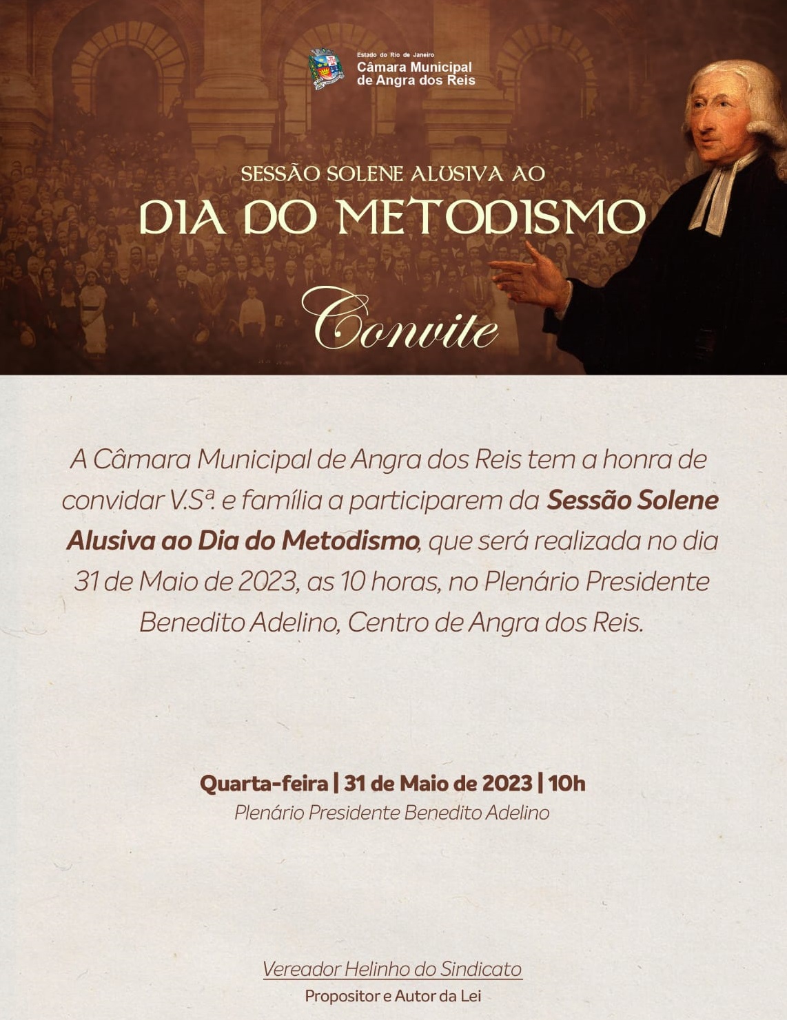 Câmara realiza Sessão Solene Alusiva ao Dia do Metodismo