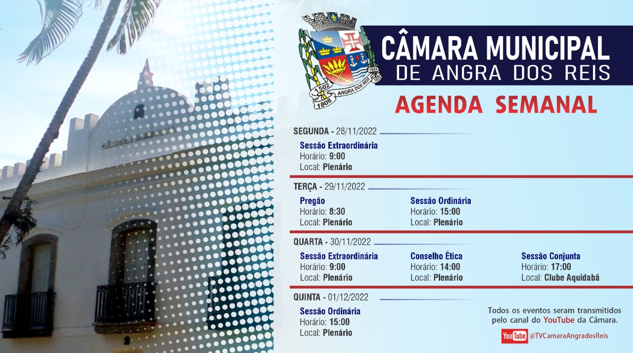 Confira a agenda semanal da Câmara 