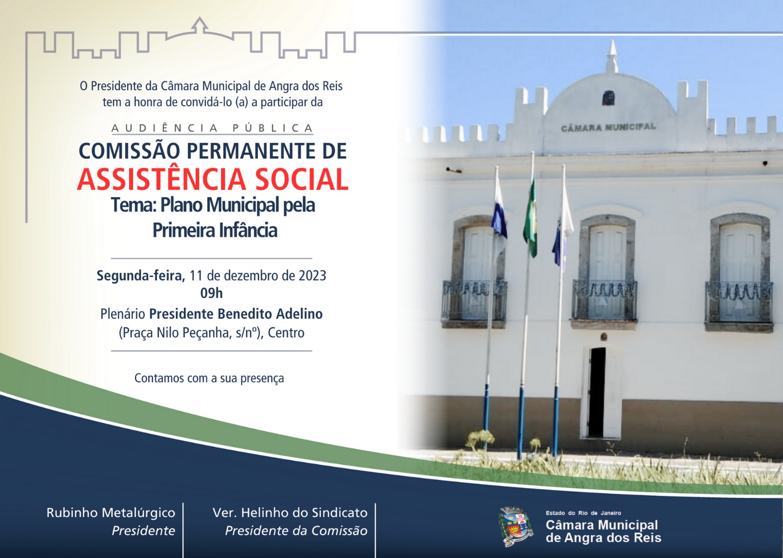 Câmara realizará Audiência Pública -  Comissão Permanente de Assistência Social  com o tema: Plano Municipal pela Primeira Infância