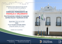 A Comissão Permanente de Finanças da Câmara Municipal de Angra dos Reis realizará Audiência Pública sobre Metas Fiscais.  A audiência pública tratará da demonstração e avaliação do cumprimento das metas fiscais do 1º quadrimestre de 2026.