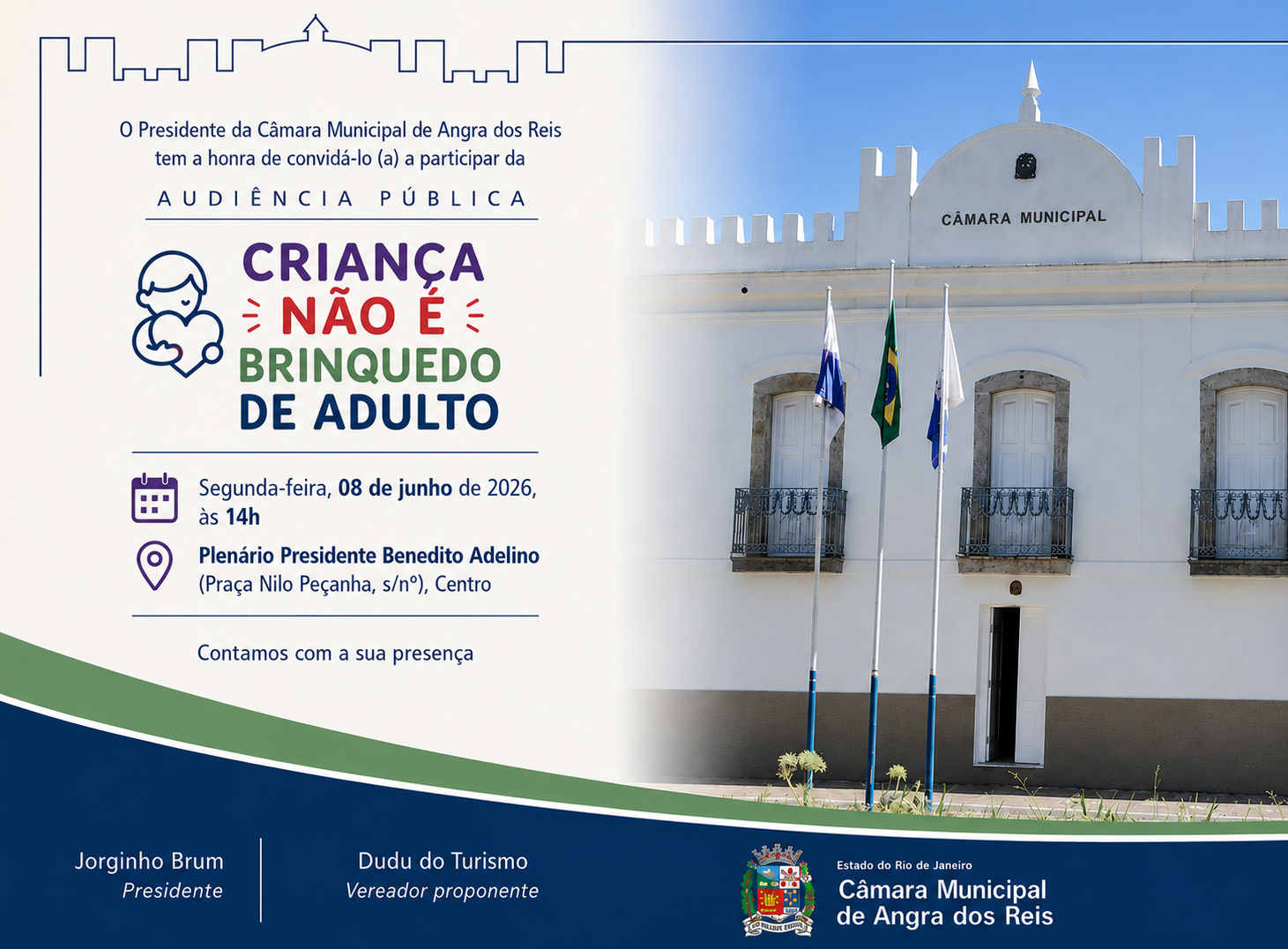 Câmara realizará audiência pública com o tema: "CRIANÇA NÃO É BRINQUEDO DE ADULTO"