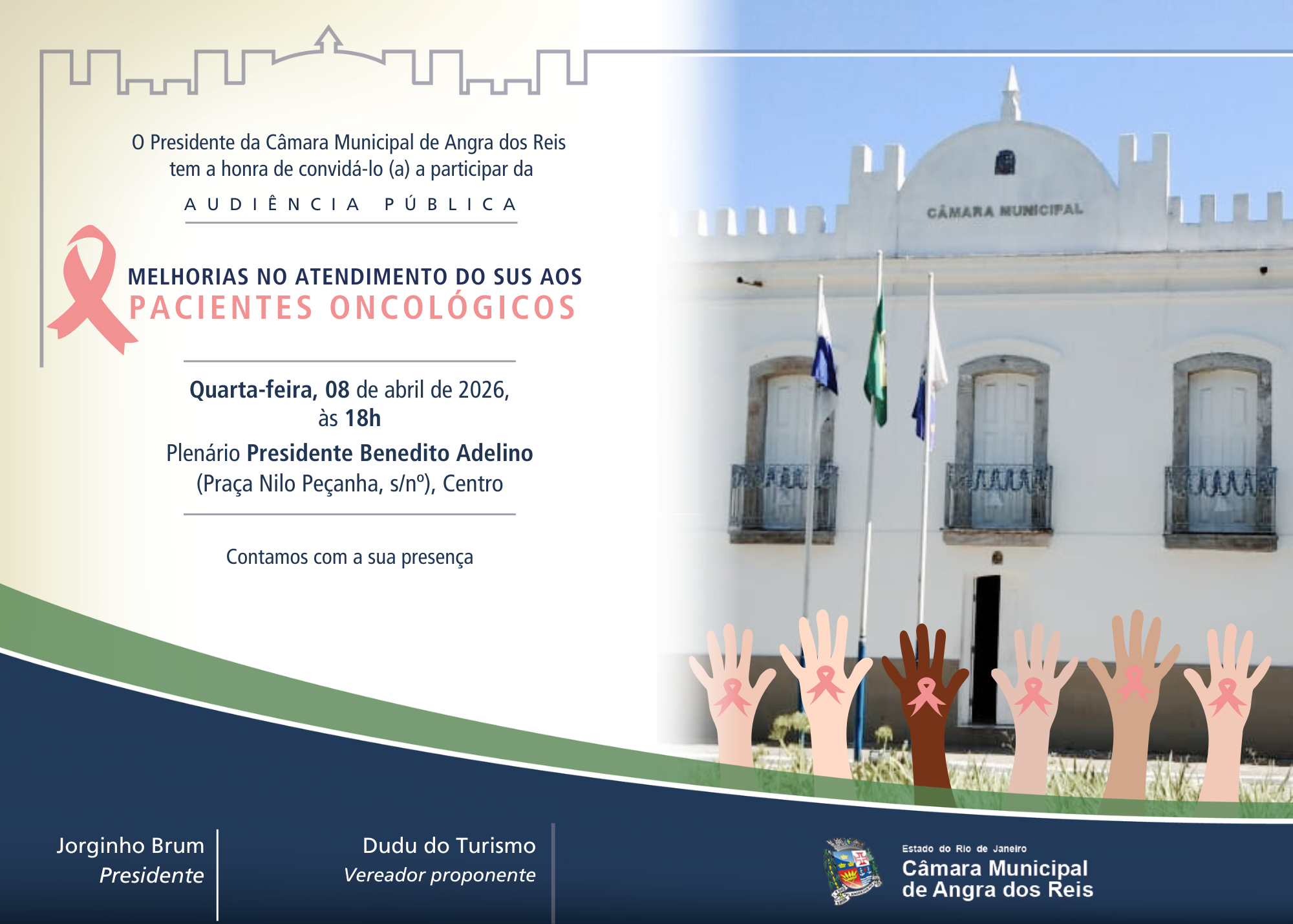 Câmara realizará audiência pública com o tema: Melhorias no atendimento do SUS aos PACIENTES ONCOLÓGICOS