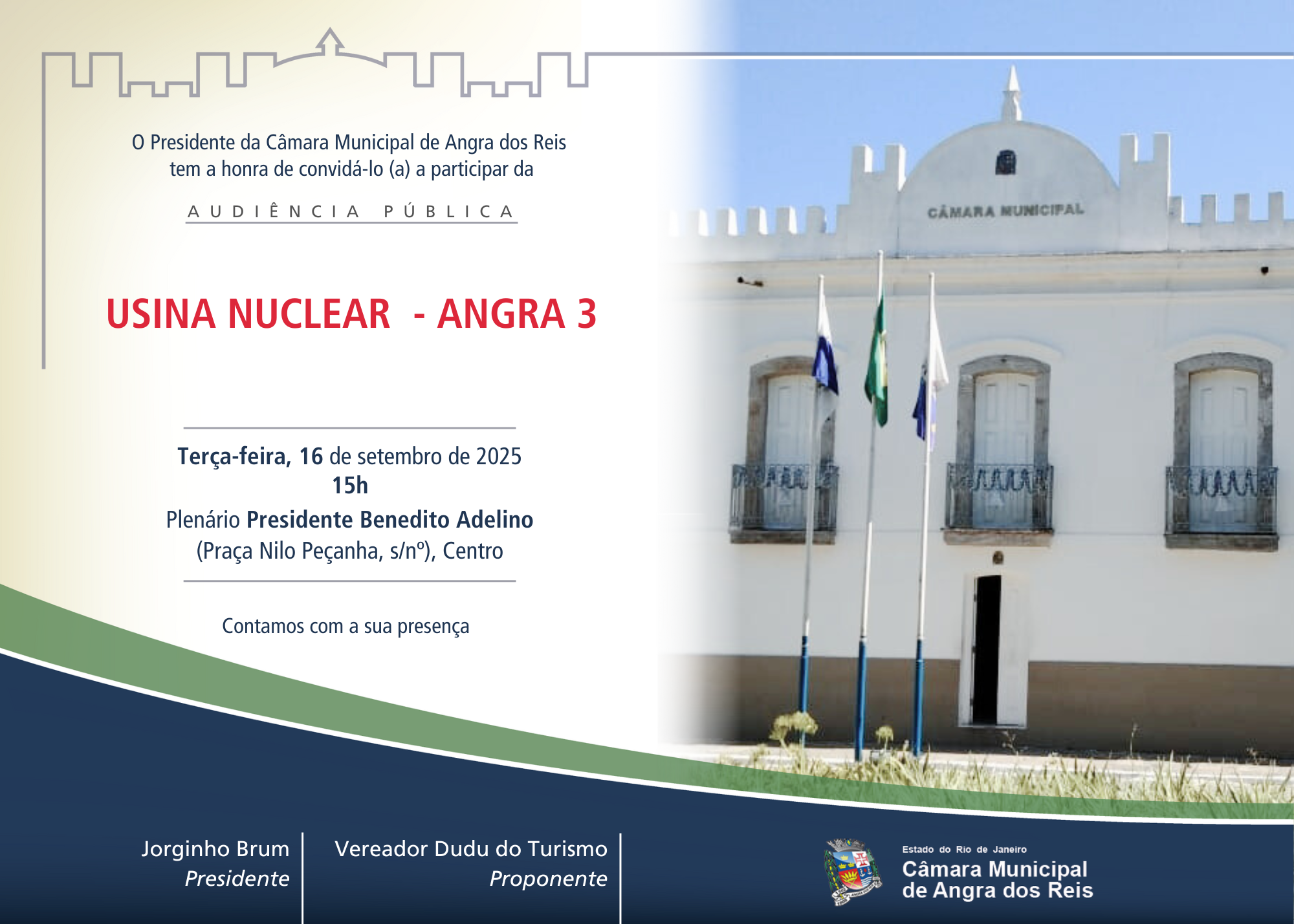 Câmara realizará Audiência Pública com o tema: USINA NUCLEAR - ANGRA 3
